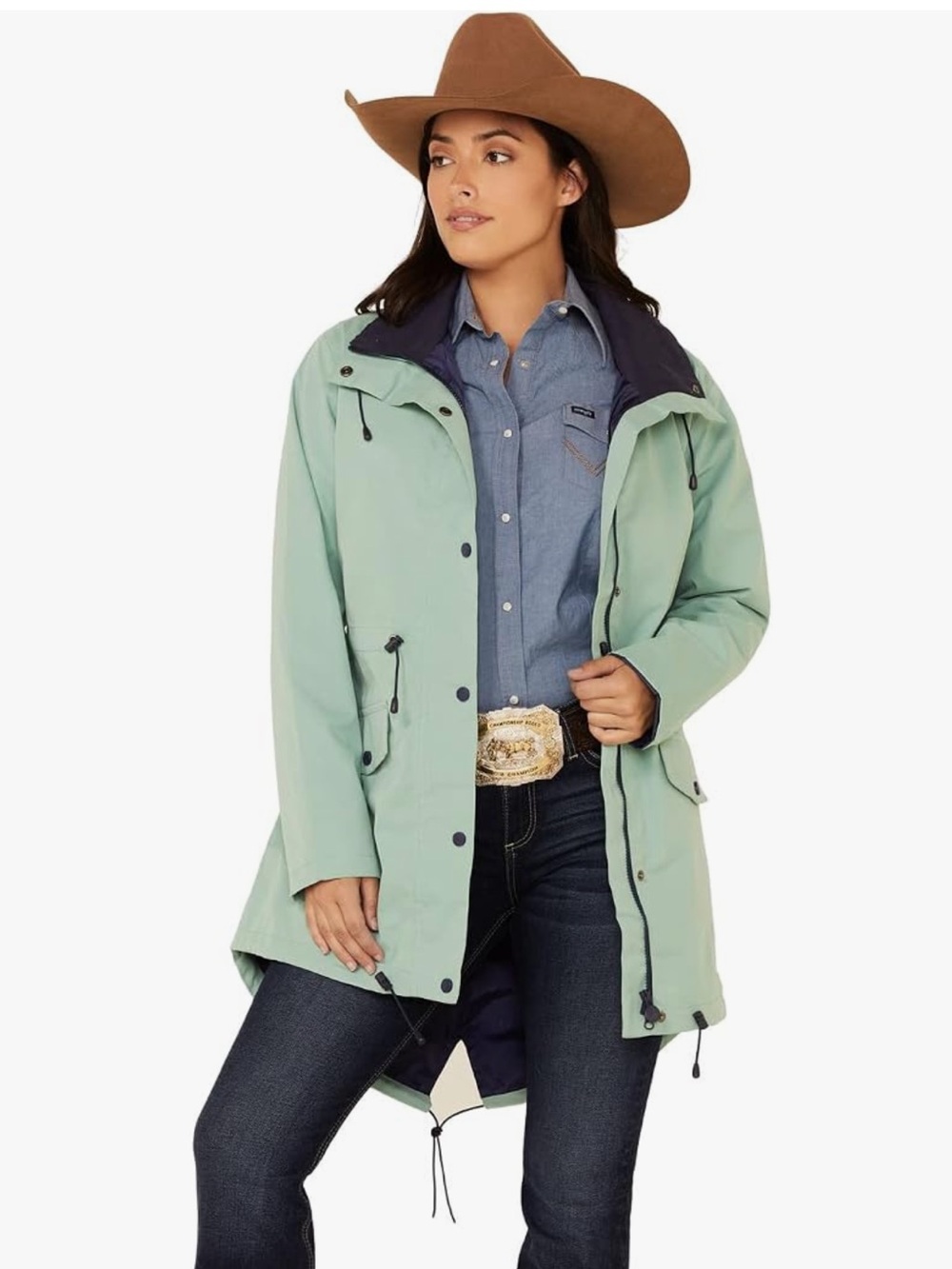 Outback Trading Co Mint Green Waterproof Rain Mint Teal Anorak Hooded Jacket - Picture 2 of 13